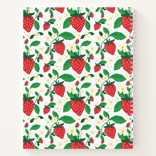 Whimsical Strawberry Floral Illustriert Notizblock (Rückseite)
