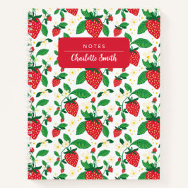 Whimsical Strawberry Floral Illustriert Notizblock
