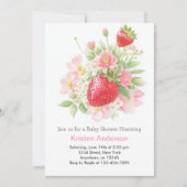 Whimsical Strawberry Girl Baby Dusche Einladung (Vorderseite)