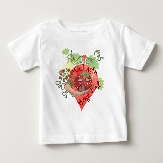 Whimsical Strawberry House Berry First Birthday Baby T-shirt (Vorderseite)