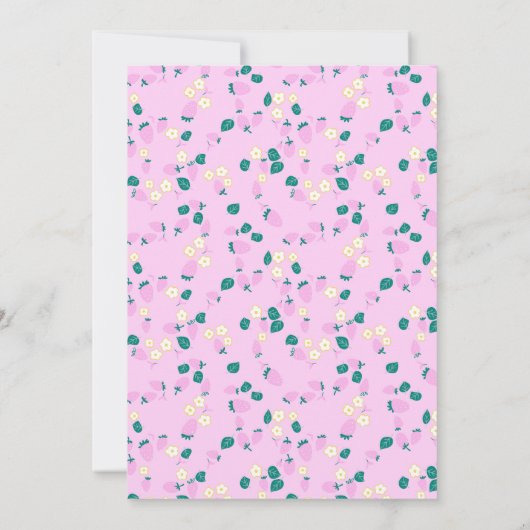 Whimsical Strawberry Pink Green Cute Bridal Shower Einladung (Rückseite)