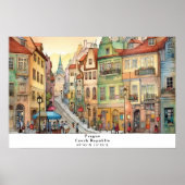 Whimsical Street View Prague AI Art Poster (Vorne)