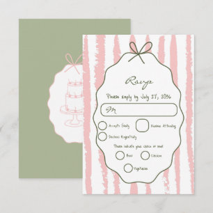 Whimsical Streifen Handgeschriebene Gemalte Hochze RSVP Karte