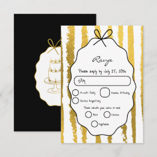 Whimsical Streifen Handgeschriebene Gemalte Hochze RSVP Karte