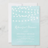 Whimsical String Lights Aqua Probe Abendessen Einladung (Vorderseite)