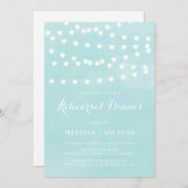Whimsical String Lights Aqua Probe Abendessen Einladung (Vorne/Hinten)