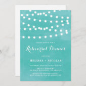 Whimsical String Lights Aquamarine Probe Abendesse Einladung (Vorne/Hinten)