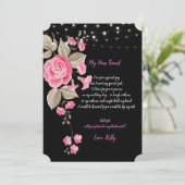 Whimsical String Lights Blac wird meine Brautjungf Einladung (Stehend Vorderseite)