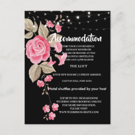 Whimsical String Lights Black Accommodation Card Ankündigungspostkarte