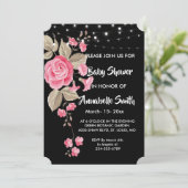 Whimsical String Lights Black Baby Dusche Einladung (Stehend Vorderseite)