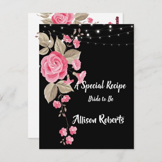 Whimsical String Lights Black Brautparty Postkarte (Vorne/Hinten)