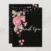 Whimsical String Lights Black Danke Postkarte (Vorne/Hinten)