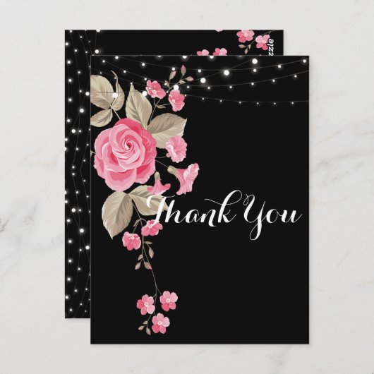 Whimsical String Lights Black Danke Postkarte (Vorne/Hinten)
