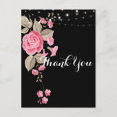 Whimsical String Lights Black Danke Postkarte (Vorderseite)