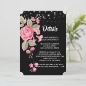 Whimsical String Lights Black Enclosure Einladung (Stehend Vorderseite)