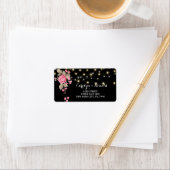 Whimsical String Lights Black Label Adressaufkleber (Insitu)