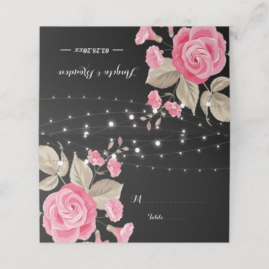 Whimsical String Lights BlackPlace Card Platzkarte (Außenseite Aufgefaltet)