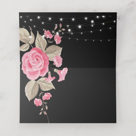 Whimsical String Lights BlackPlace Card Platzkarte (Innenseite Aufgefaltet)