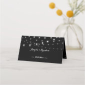 Whimsical String Lights BlackPlace Card Platzkarte (Rückseite)