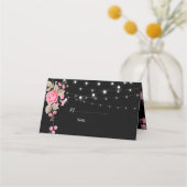 Whimsical String Lights BlackPlace Card Platzkarte (Vorderseite)