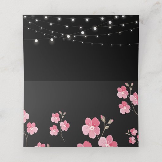 Whimsical String Lights BlackPlace Card Platzkarte (Innenseite Aufgefaltet)