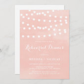 Whimsical String Lights Blush Probe Dinner Einladung (Vorne/Hinten)