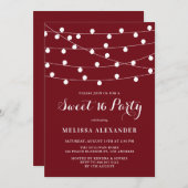 Whimsical String Lights Burgundy Sweet 16 Party Einladung (Vorne/Hinten)