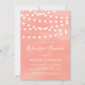 Whimsical String Lights Coral Probe Abendessen Einladung (Vorderseite)