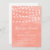 Whimsical String Lights Coral Probe Abendessen Einladung (Vorne/Hinten)
