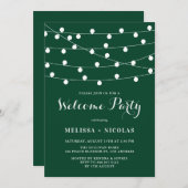 Whimsical String Lights Emerald Welcome Party Einladung (Vorne/Hinten)