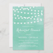 Whimsical String Lights Green Probe Dinner Einladung (Vorderseite)