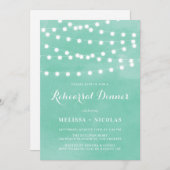 Whimsical String Lights Green Probe Dinner Einladung (Vorne/Hinten)