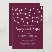 Whimsical String Lights Lila Engagement Party Einladung (Vorne/Hinten)