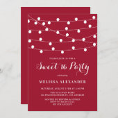 Whimsical String Lights Red Sweet 16 Party Einladung (Vorne/Hinten)