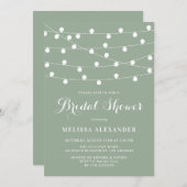 Whimsical String Lights Sage Green Brautparty Einladung (Vorne/Hinten)
