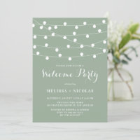 Whimsical String Lights Sage Green Welcome Party