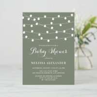 Whimsical String Lights Taupe Green Baby Dusche