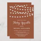 Whimsical String Lights Terracotta Baby Sprinkle Einladung (Vorne/Hinten)