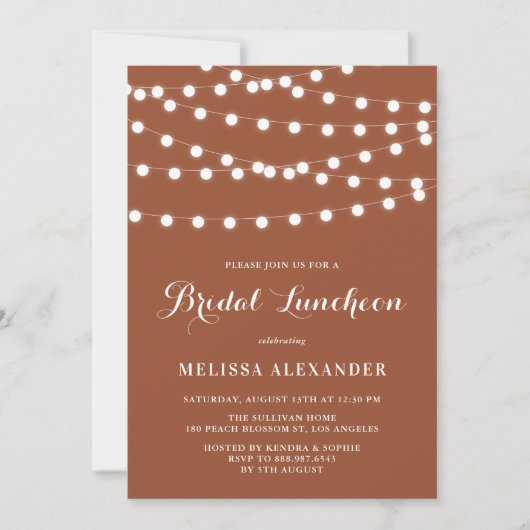 Whimsical String Lights Terracotta Einladung (Vorderseite)