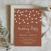 Whimsical String Lights Terracotta Wedding Party Einladung