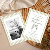 Whimsical Stripe Green champagne Whimsical  Einladung