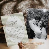 Whimsical Stripe Green Wedding Danke Karte