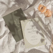 Whimsical Stripe Green Wedding Einladung