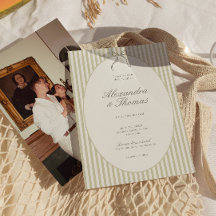 Whimsical Stripe Green Wedding Einladung