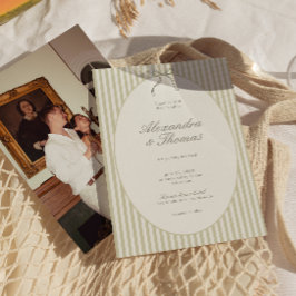 Whimsical Stripe Green Wedding Einladung