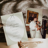 Whimsical Stripe Green Wedding Einladung