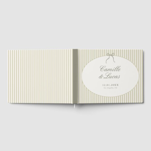 Whimsical Stripe Green Wedding Gästebuch (Voll)