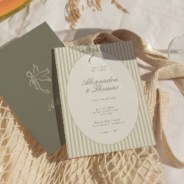Whimsical Stripe Green Wedding Invitation Einladung