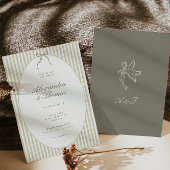 Whimsical Stripe Green Wedding Invitation Einladung