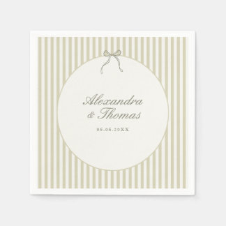 Whimsical Stripe Green Wedding Napkins Serviette